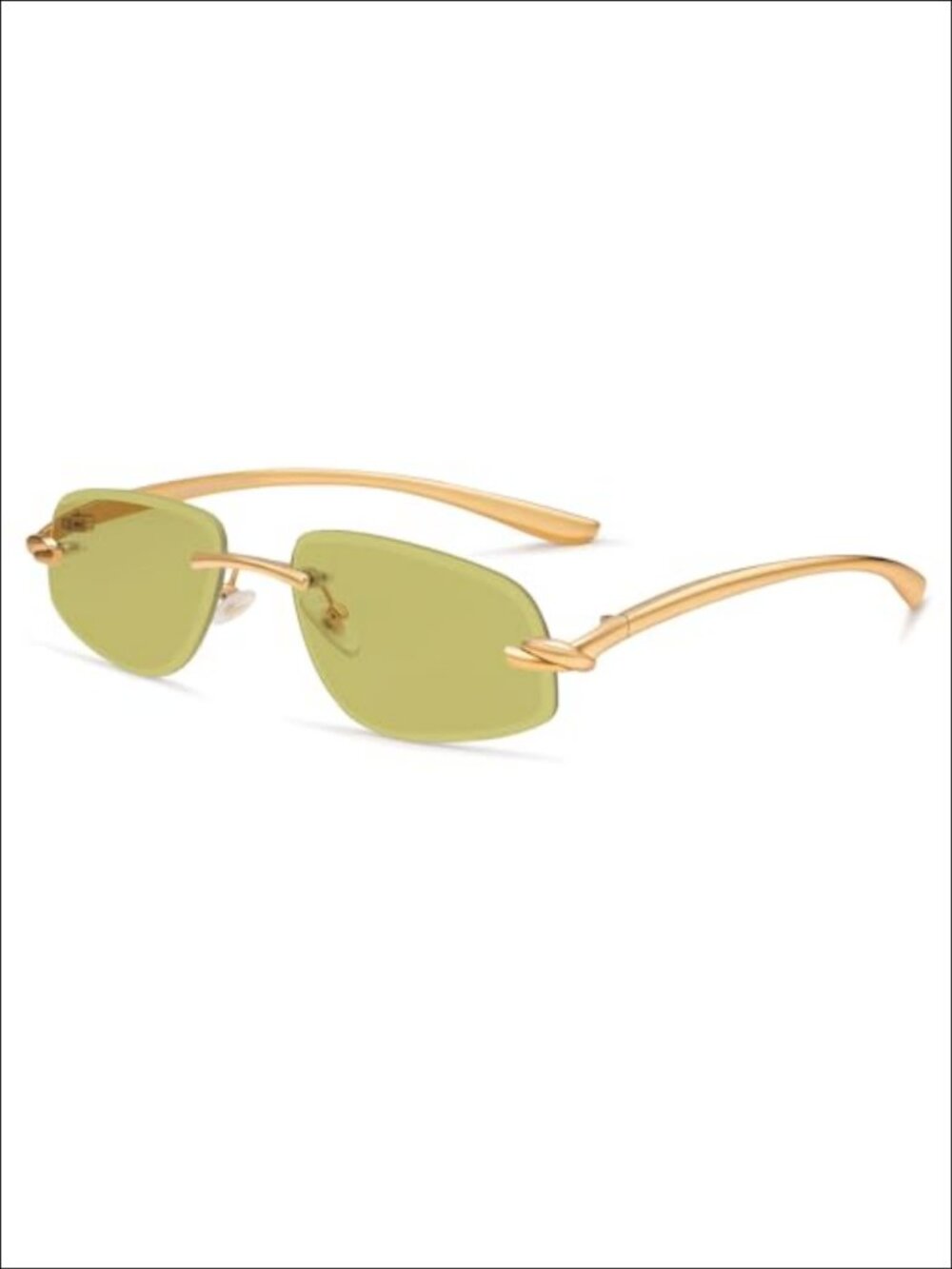 Rimless Square Sunglasses UV400 Protection Retro Rave Shades
